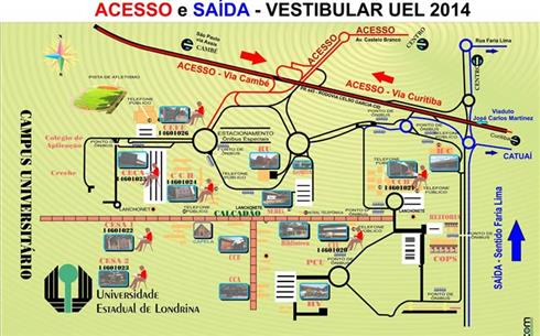 Fonte: COPS (Coordenadoria de Processos Seletivos) - Mapa 2: Acesso e Saída da UEL.