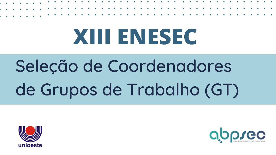 Seleção de Coordenadores de GTs – XIII ENESEC