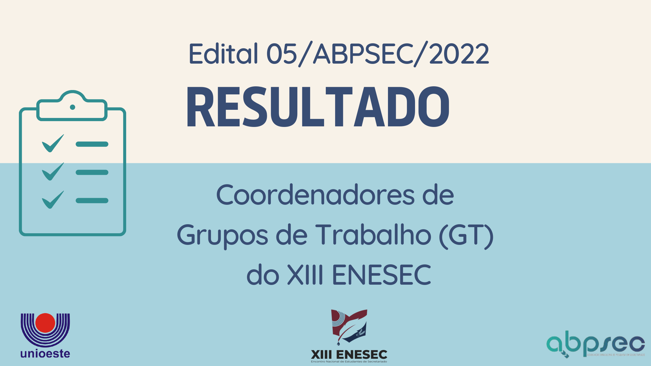 Resultado da seleção de Coordenadores de GT – XIII ENESEC
